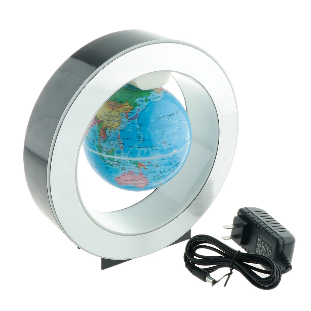 O-Shaped Holder Magnetic Levitation Floating World Map Globe Home Desktop Decorative Crafts with LED Light US Plug