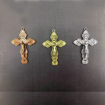 

75*50mm Catholic church classic vintage bronze st Jesus cross Charms pendant jewels. Christ Vintage Silver Bronze Cross Medal