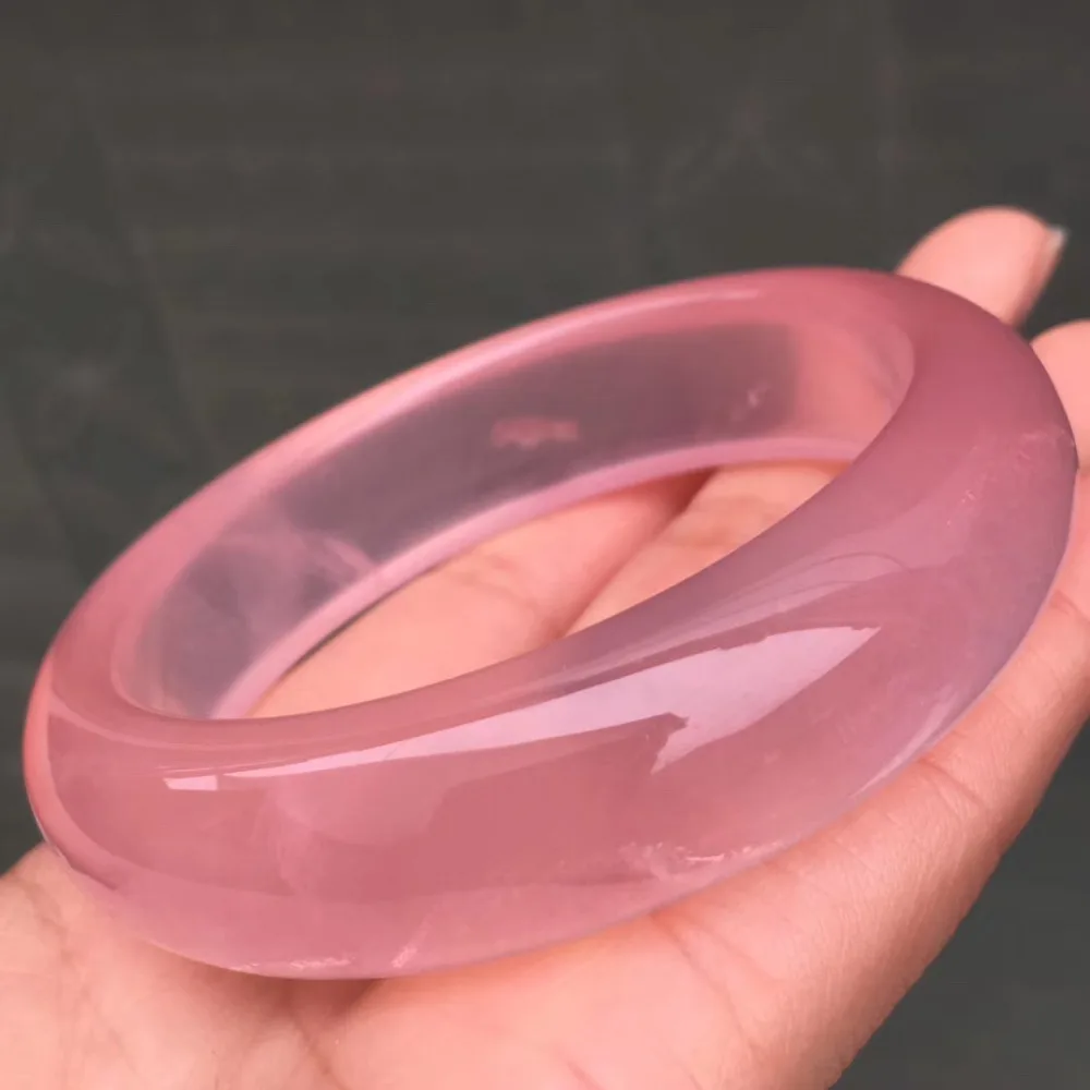 

58mm Genuine Natural Mozambique Bangle Rose Quartz Clear Stone For Women Lady Gift 17x9mm Stone Bangle AAAAA Drop Shipping