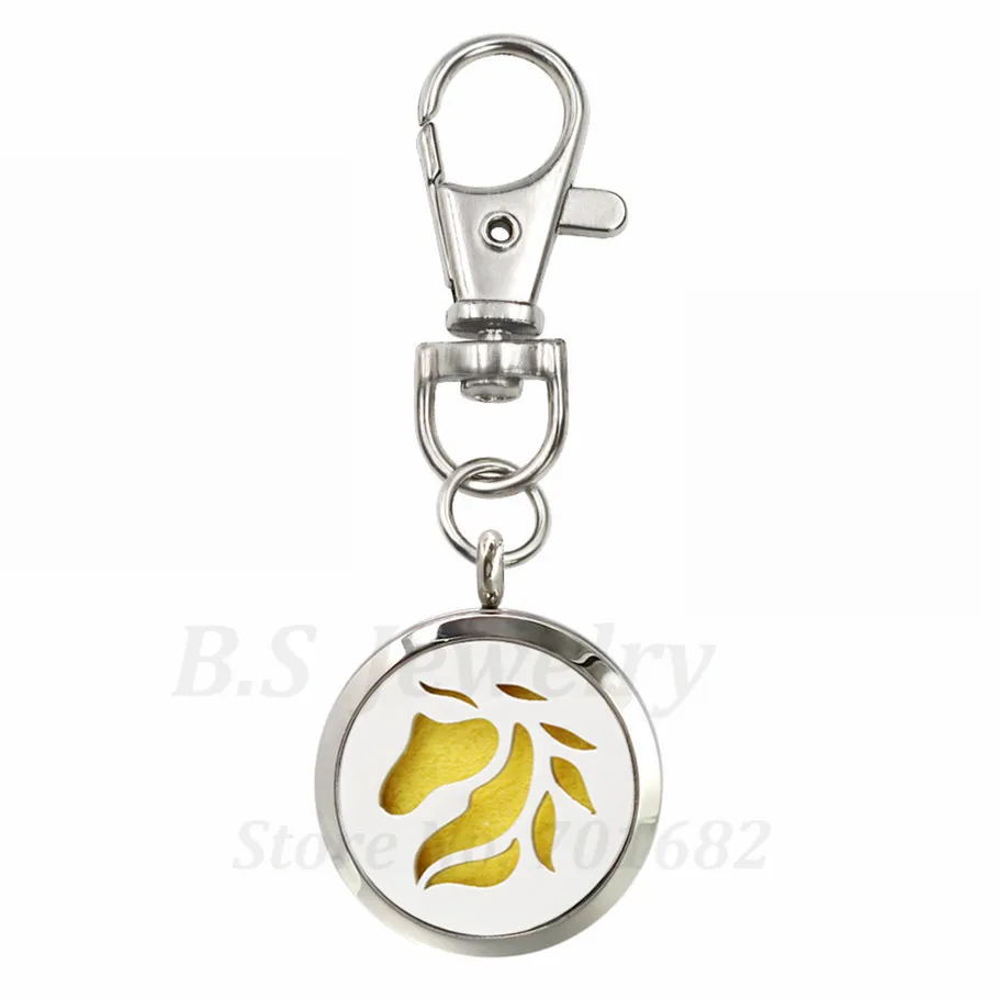 

KSD045-606 Key Chain Essential Oil Aroma Diffuser Locket Pendant 316L stainless steel with keyring Keychain Free 10pads