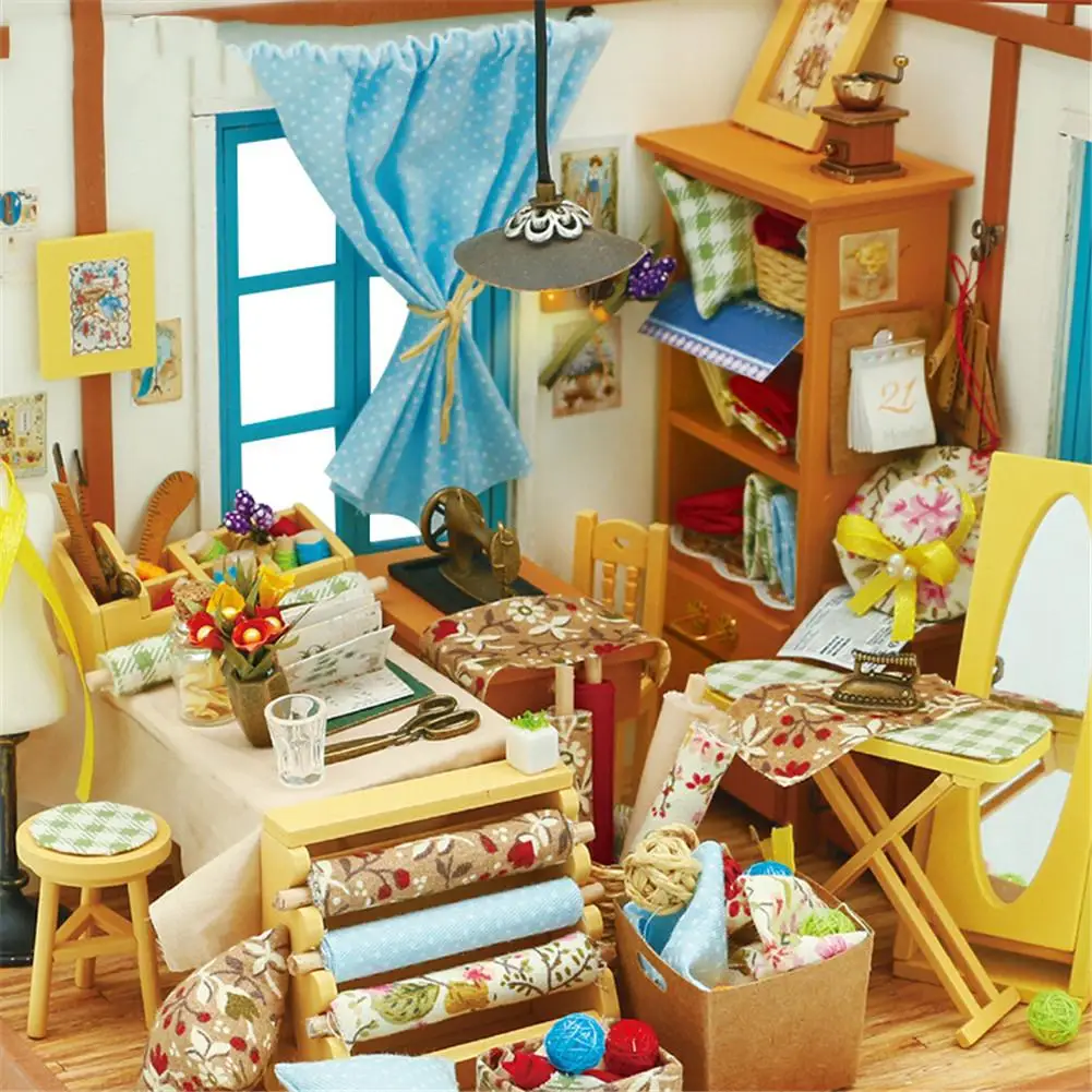 DIY Small Doll House Tailor's Shop Educational Assembled Model Lifelike Handmade Miniature Dollhouses Kit Toys DIY Small Doll House Tailor's Shop Educational Assembled Model Lifelike Handmade Miniature Dollhouses Kit Toys
