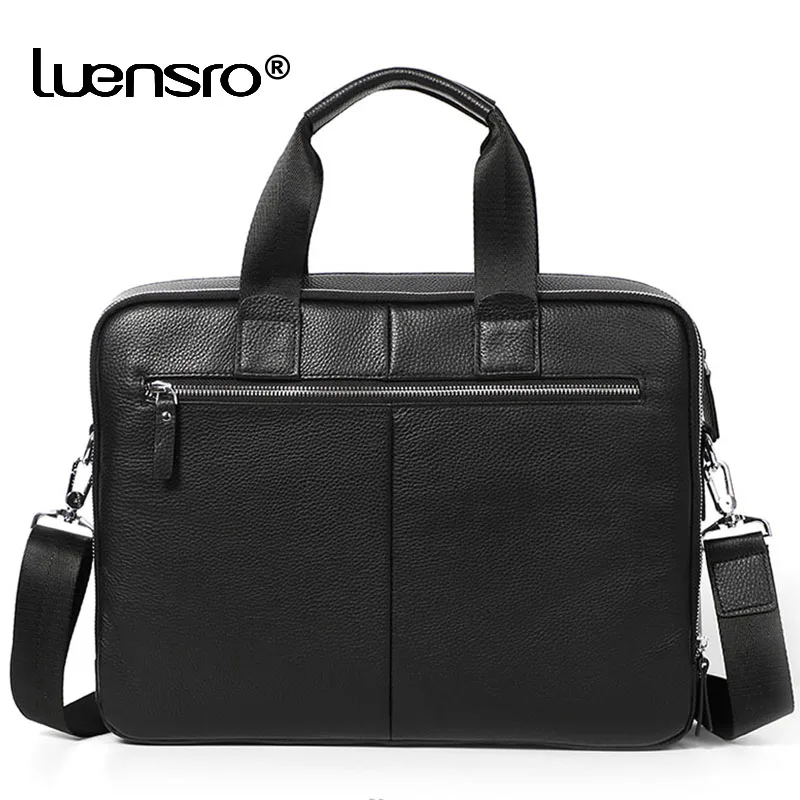 Большой мужской портфель из натуральной кожи, мужской портфель, 14 дюймов, сумка для ноутбука, сумка для бизнеса, сумки через плечо, портфель, мужская сумка