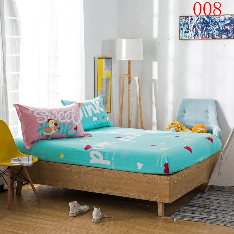 

Cotton Fitted Bed Sheet Pink Love Single Double Sheets Bedroom Fitted Cover Mattress Cover Twin Full Queen Bedspread Bedsheet