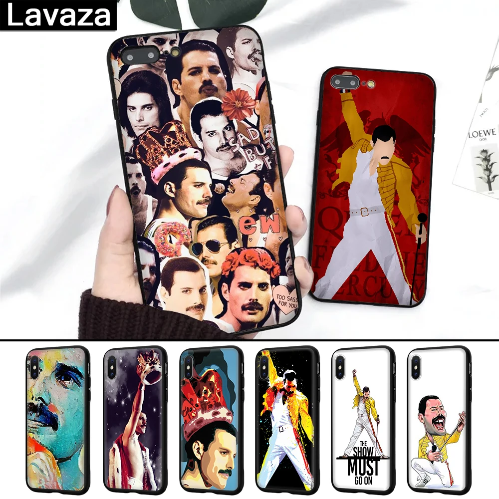 

Lavaza Freddie Mercury Queen band Silicone Case for iPhone 5 5S 6 6S 7 8 Plus X XR XS Max