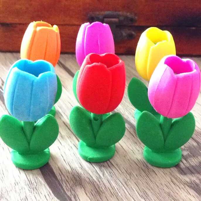 96 шт./лот красивые тюльпаны горшок дизайн нетоксичный съемный ластик студентов подарок приз дети Alpinia игрушка