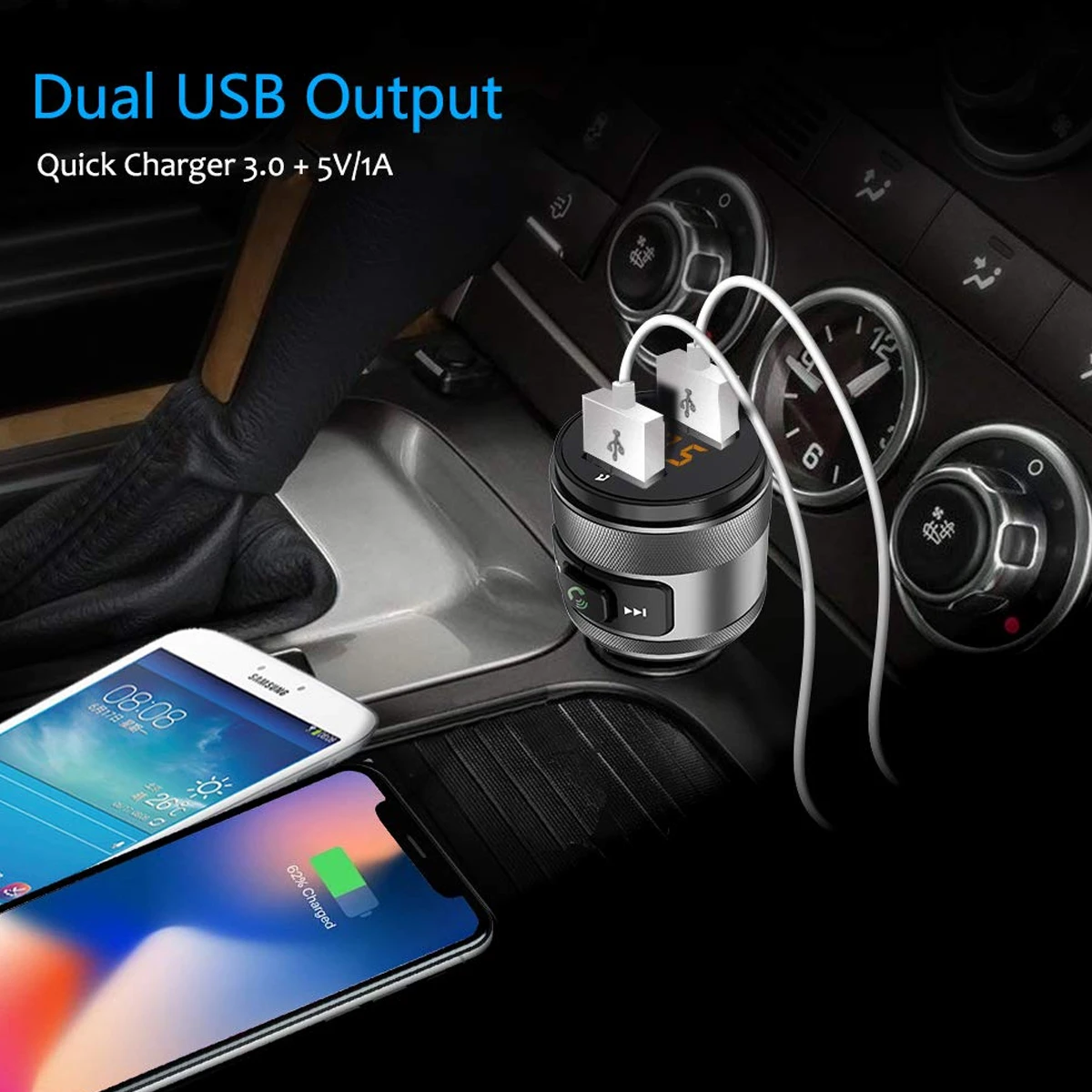 Автомобильное зарядное устройство C57 с двумя usb-портами quick charge 3,0, Bluetooth, fm-передатчик, автомобильный комплект, MP3 музыкальный плеер, беспроводной fm-радио адаптер