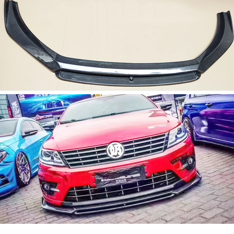 

CC Carbon Fiber EPA Style Front Lip Glossy Fibre Bumper Splitter Racing Auto Body Kit Trim For For VW CC Rline 2013-2017