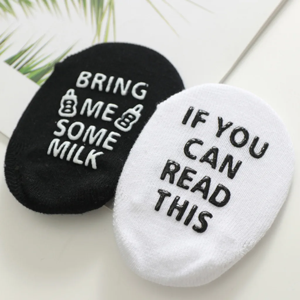 

2 Pair Infant newborn Baby Boys Girls Cartoon Cute Letter Print kid cotton Socks Anti-Slip new born Children's Step socks