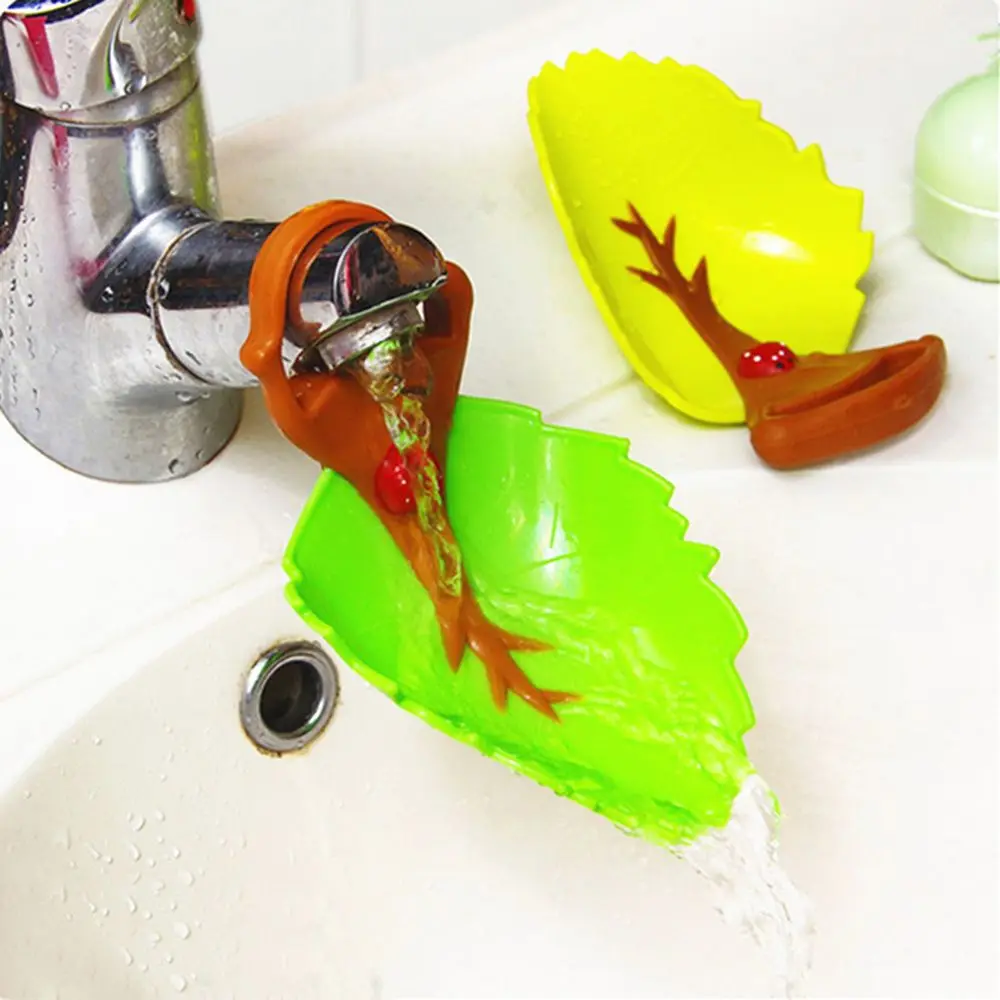 

New Creative Lovely 2 Colors Leaf Shape Kid Faucet Extender Washing Hands High Quality Bathroom Sink Kids Washing Hands