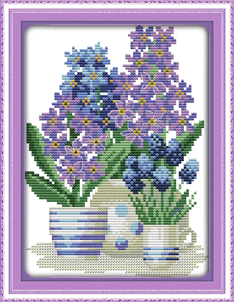 

Potted flower series (3) Printed Canvas DMC Counted Cross Stitch Kits printed Cross-stitch set Embroidery Needlework