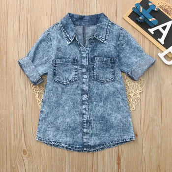 

Toddler Baby Girls Long Sleeve Solid Denim Shirt Dress Jean Fashion Dresses Ubranka Dla Niemowlat Bebes Ropa Recien Nacidos