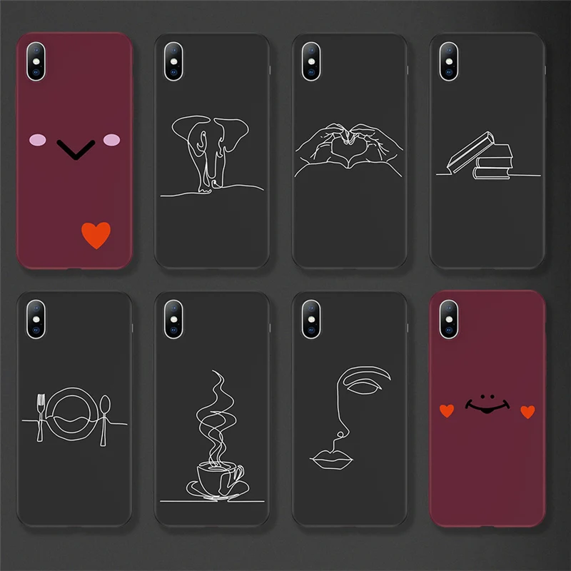 

Moskado Fashion line Drawing Love Heart Phone Case For iPhone XS Max 8 7 6 6s Plus X XR 5 5s SE Cases Cover Soft TPU Coque Capa