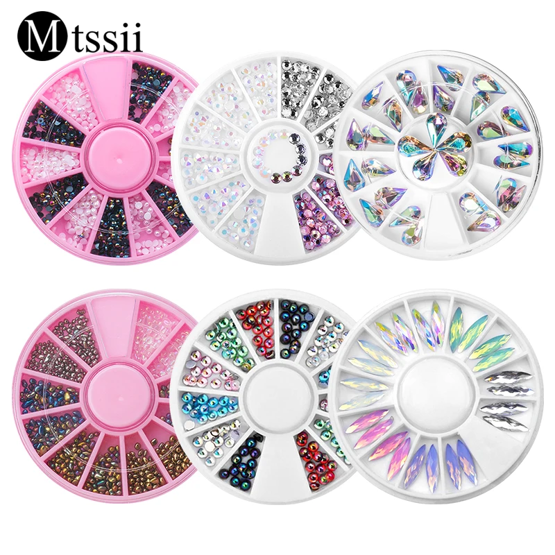 Mtssii 1 Box Glitter Crystal Nail Rhinestones Holographic Colorful Diamond Drop Water Shapes 3D Acrylic Manicure Decoration | Красота и