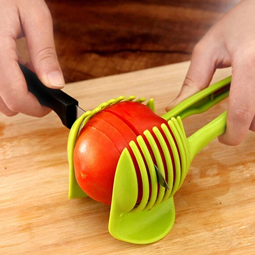 

Kitchen Fruit Slicer Vegetable Tomato Clip Holder Lemon Potato Round Cutter Tool