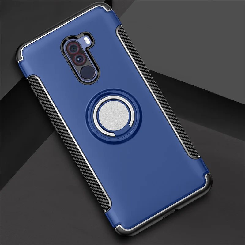 POCOPhone F1 Case Armor Ring Magnetism Holder Shockproof TPU+PC Cases for Xiaomi POCO Phone F 1 Cover Coque For Pocophone F1