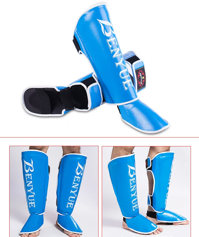 high quality PU shank protector adult Muay thai kick boxing MMA