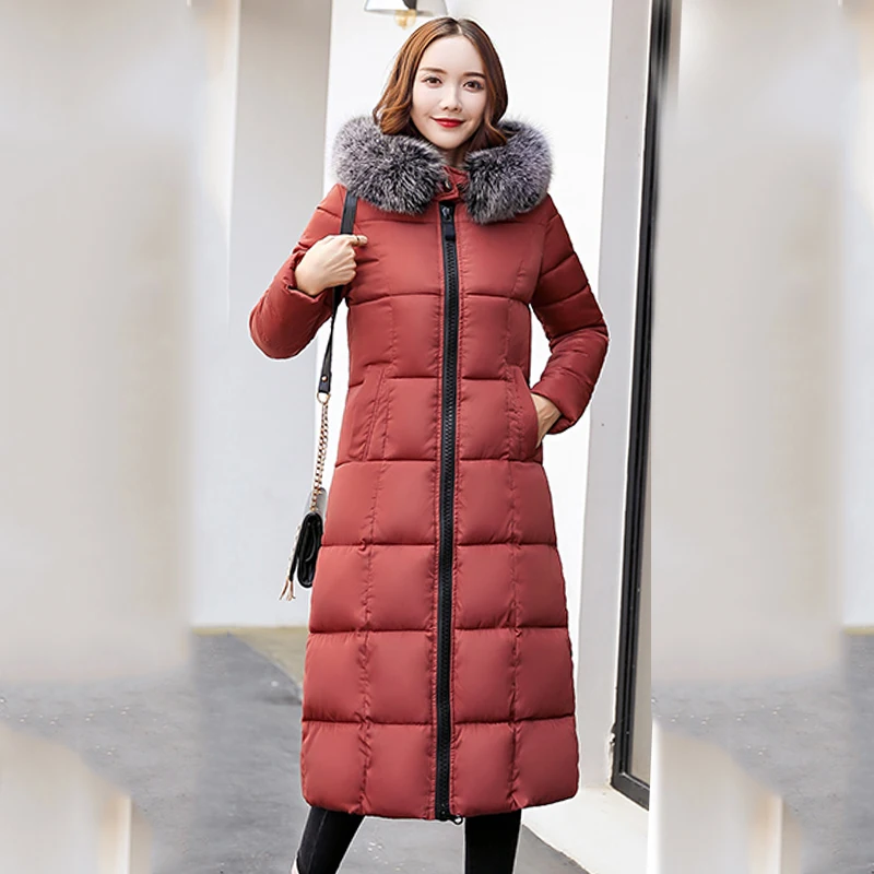High Quality Hooded With Fur Women Winter Jacket Womens Jackets Long Cotton Padded Warm Female Coat Long Coats Parka 2019 High Quality Hooded With Fur Women Winter Jacket Womens Jackets Long Cotton Padded Warm Female Coat Long Coats Parka 2019