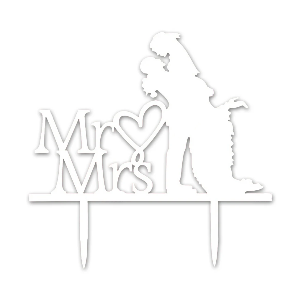 2019 акриловый Mr Mrs Sign Жених сердце силуэт свадебный торт Topper украшение|Товары для