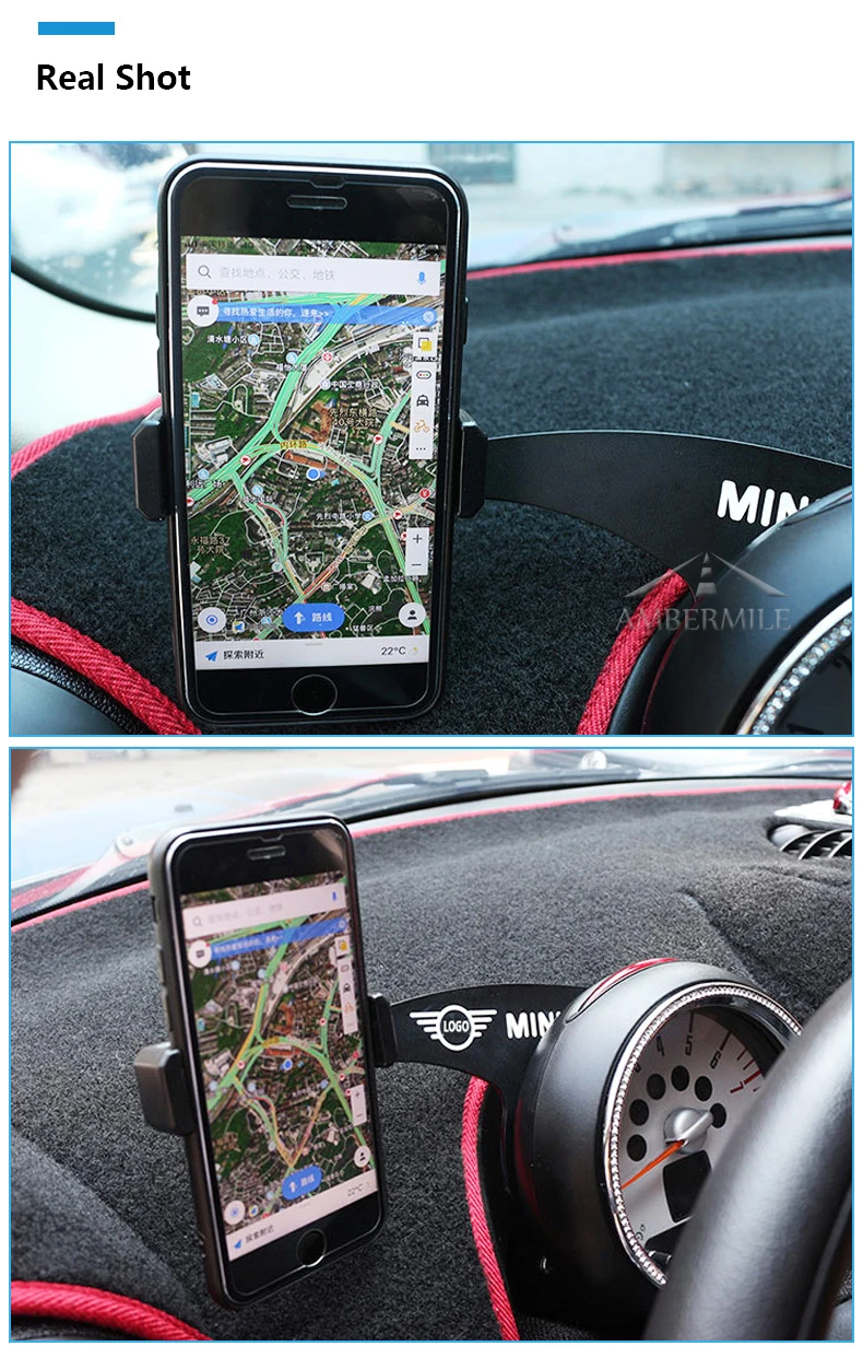 AMBERMILE Car Interior Mobile Phone Holder Bracket Rotatable GPS Holder for Mini Cooper Countryman R60 Paceman R61 Accessories (8)
