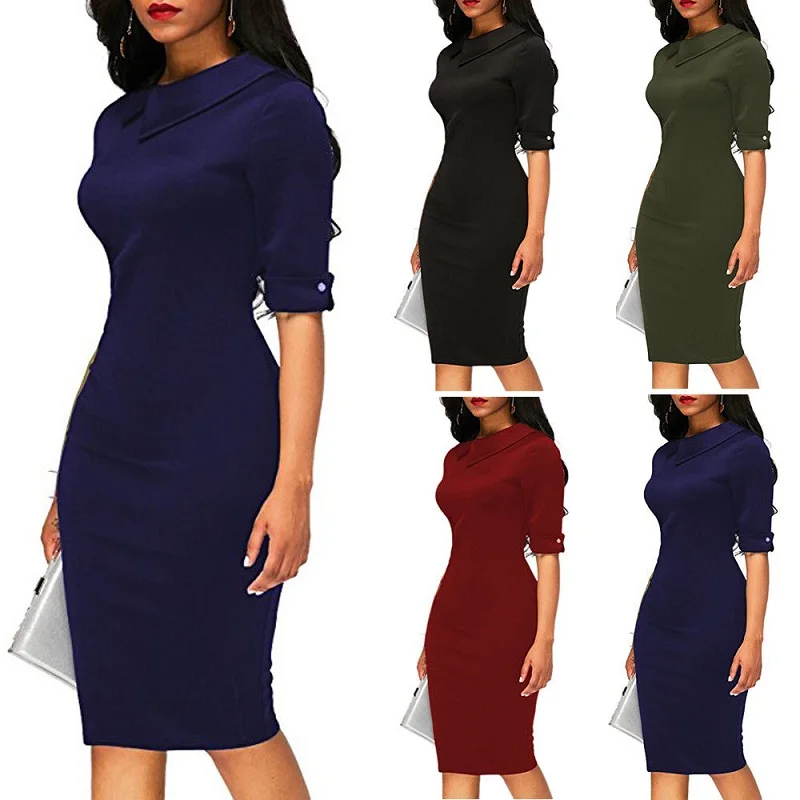 

2018 Women Dress Bandage Bodycon Half Sleeve Evening Party Cocktai Work Office Midi Dress