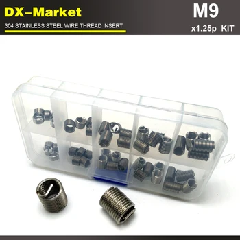 

m9 *1.25P , 50pcs , 1d 1.5d 2d 2.5d 3d each 10pcs Engine thread repair screw thread inserts kit ,sus304 thread insert