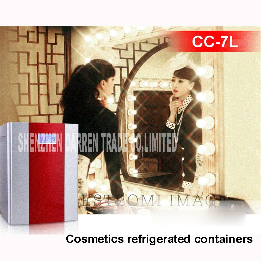 

Cosmetic Refrigerator CC-7l Refrigerator For Cosmetics Vertical Refrigerator Car Cosmetics Cooler Reefer Cooling Box 36-68W 220V