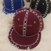 Fashion High Quality Women Men Unisex Adjustable Snapback Cap Hat Punk Hiphop Cap Flat Brim Baseball Spike Rivets Hat Cap