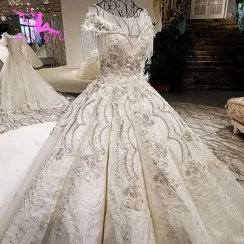 شراءAIJINGYU فستان الزفاف اثنين في واحد رخيصة ثوب الترتر الفاخرة الزفاف الدانتيل البلد فساتين الزفاف الألمانية غير التقليدية