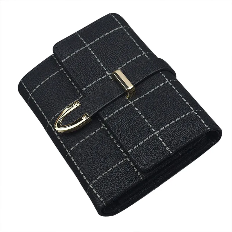 

XIAOYAN Fashion Small Short purses wallets Mini For Girls Independent Purse PU Leather Women plaid wallet Female bag