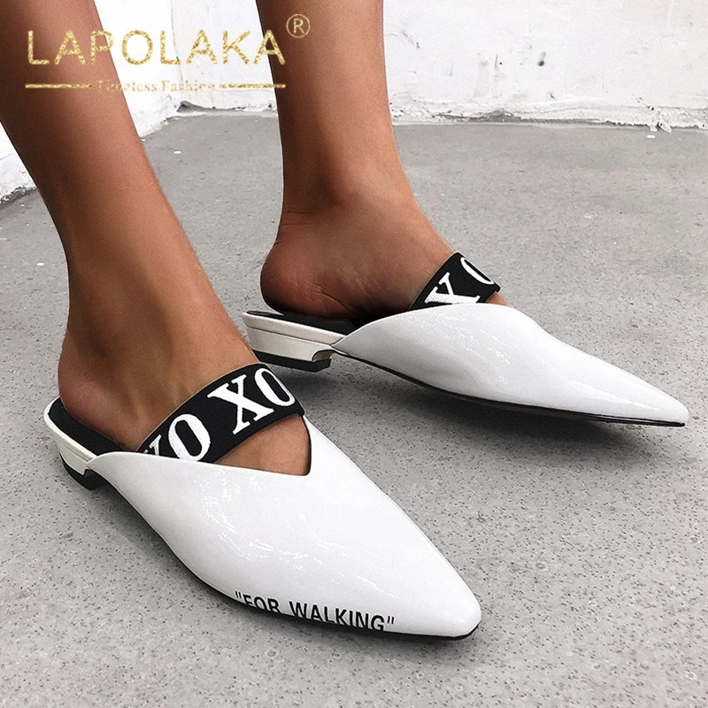 

Lapolaka Chic Hot Sale Genuine Leather Dropship Square Heels Mules Pumps Female Shoes Women Slip On Casual Pumps Woman Shoes
