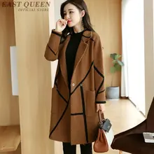 Женский зимний шерстяной кашемир, пальто в полоску с длинным рукавом, элегантная верхняя одежда с отложным воротником, высококачественный хлопковый кардиган DD312 F