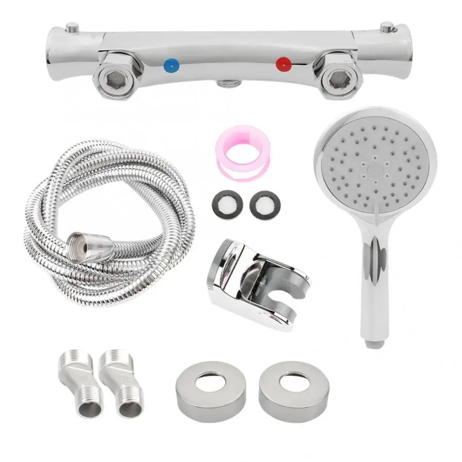 

G1/2 Thermostatic Shower Head Set Hose Bracket Shower Faucet New