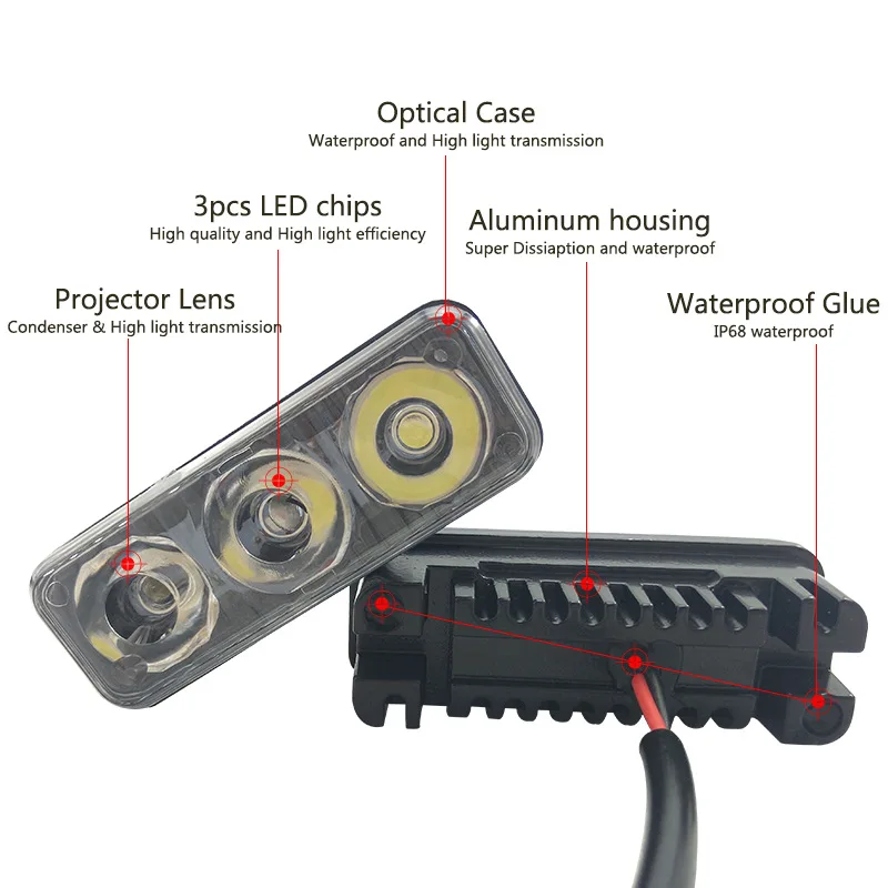 

Waterproof Car High Power Aluminum LED Daytime Running Lights with Lens DC 12V Super White 6000K DRL Fog Lamps