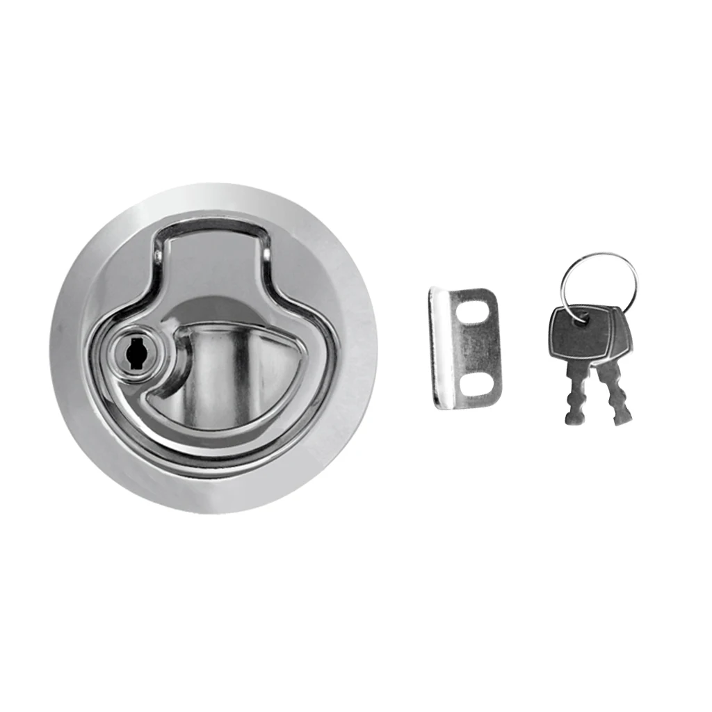 2″ Flush Mount Hatch Flush Pull Latch Marine Key Door Locking Hardware Accessory For Boat Marine Yacht 2-12mm Thickness Door