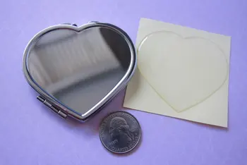 

500pcs Blank Heart Shaped Compact Mirrors with Epoxy Resin Stickers Set DIY Silver Color Bridsmaid Gift Supply