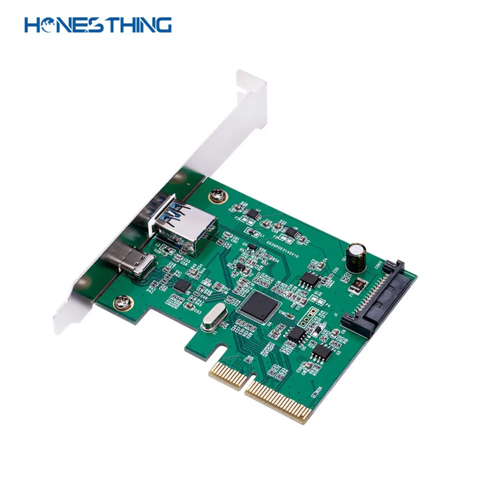 HonesThing PCI Express to USB3.1 USB Type-C USB3.1 Type-A Adapter Host Controller Card up to USB3.1 Gen-II 10Gbps Supper Speed 3