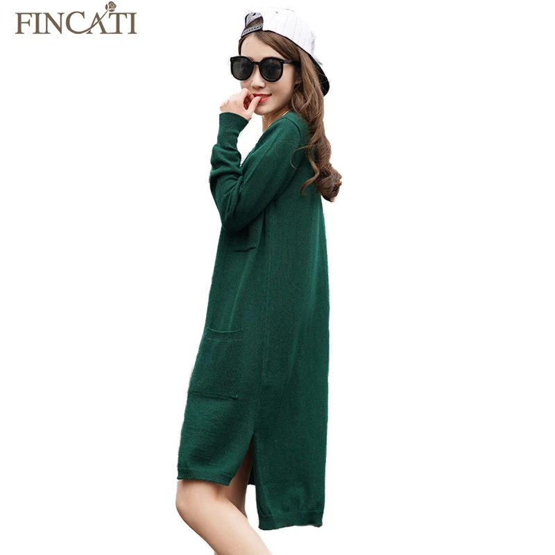

Autumn Winter 2018 New Brand Cashmere Blend Long Cardigan Sweater Pockets Knitted Asymmetrical Split Hem Coat Outwear Clothing
