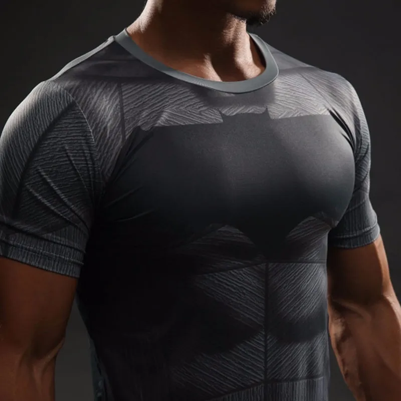Batman vs Superman Batman Tee Shirt Men's 3D Printing Sport Tights T-Shirt New Cosplay T-shirt Halloween Party Use (2)