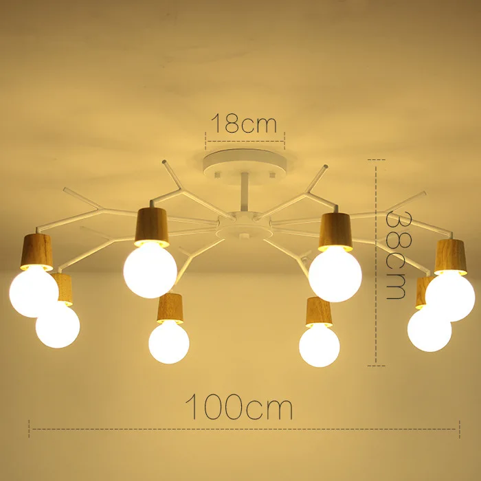 Арт Деко скандинавские светодиодные люстры светильник современный деревянный ветка дерева паук светильник Techo Япония домашний декор для гостиной - Цвет абажура: 8 heads white