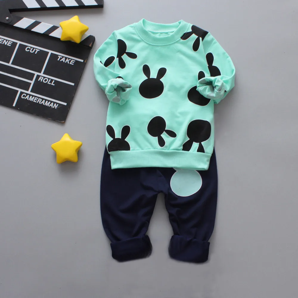 

MUQGEW Toddler Newborn Kid Baby Girls Clothes Rabbit Print Long Sleeves Top+Pants Infantil Girls Clothes Outfit Sets roupa bebe