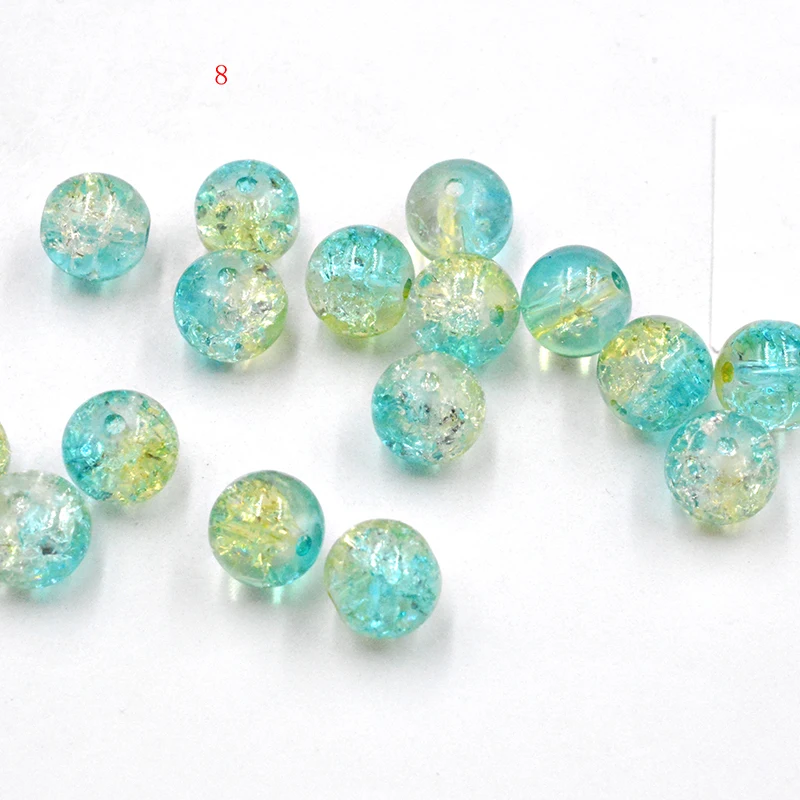 

FLTMRH 10pcs 8mm Round Glass Crackle &mm Loose Beads Wholesale I String Fit Handmade Bracelet Neckl ace DIY Craft Making