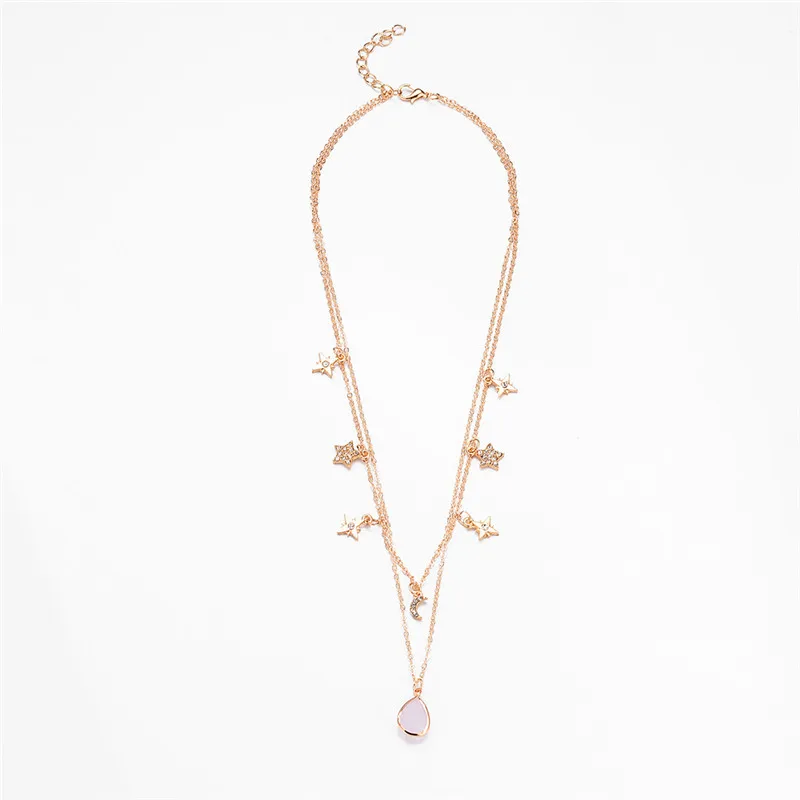 ROMAD двойной Слои ожерелья для женщин Vintage Opal ожерелье вокруг шеи отличное звезда