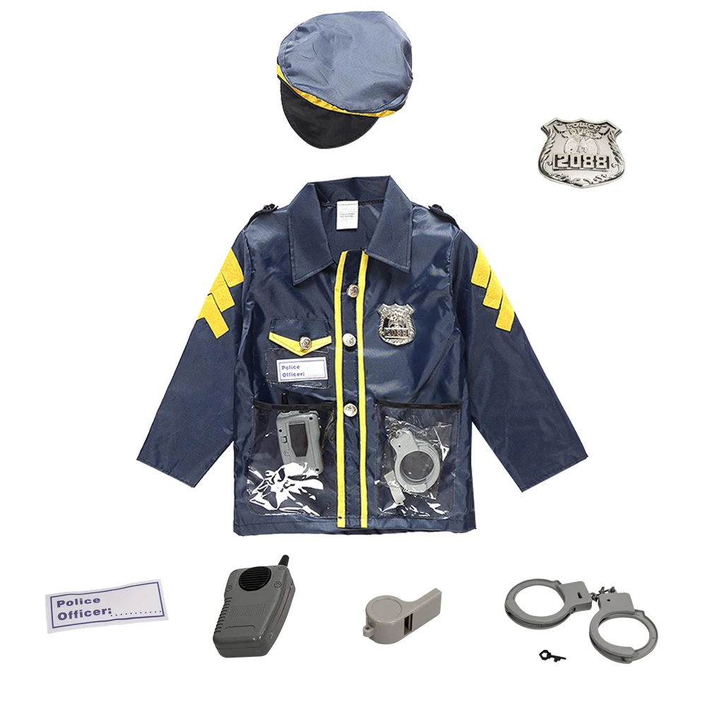 Полицейский костюм для ребенка, полицейский, косплей, костюм полицейского, прочный Чехол, костюм полицейского для детей