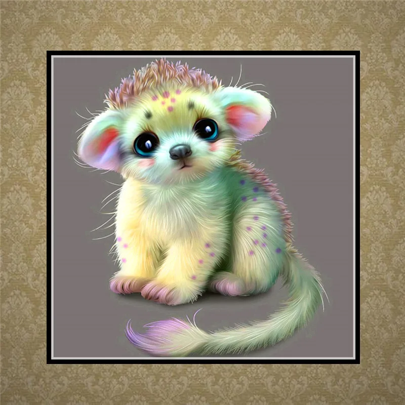 5D DIY Diamond Embroidery Cartoon Animal Drill Cartoon Tiger Dog Owl Parrot Set Rhinestone Mosaic Cross Stitch Gift