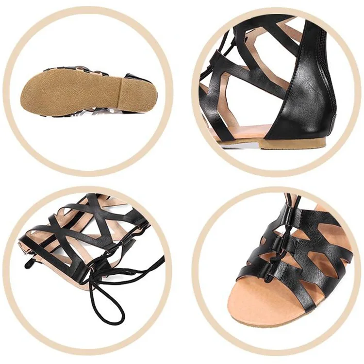 Сандалии-гладиаторы; обувь в римском стиле для девочек; летние гладиаторские сапоги; сандалии на плоской подошве; детская ортопедическая обувь; сандалии черные коричневые для девочек