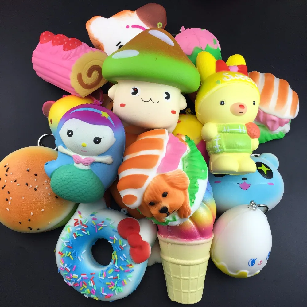 

50 pcs/lot DHL Free Squishy Super Slow Rising Squeeze Soft Stretch Scented Bread/Cake/ice Cream/Banana Fun Kids squishies Toys