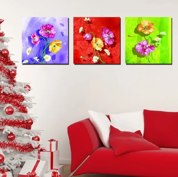3 Panel Hot Sell Modern Wall Painting Home Decorative Art Picture Paint on Canvas Prints Oil painting colorful flowers | Дом и сад