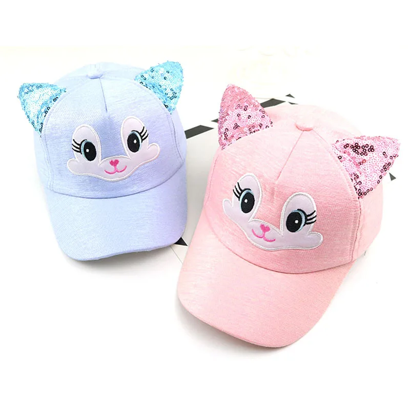 

Baby boy and girl hats Cute baby cartoon cat ear cap spring and summer travel baseball caps snapback newborn photography props