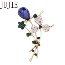 JUJIE Luxury flower Brooches For Women Fashion Crystal Coat Clothing Scarf pins Corsage Lapel Brooch Jewelry Dropshipping crystal sunflower brooches lapel pins for women corsage scarf dress decoration
