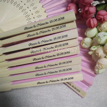 

[Auviderin] 50pcs Personalized Wedding Hand Fan in Gift Box Customalized Fan for Birthday Party Gift
